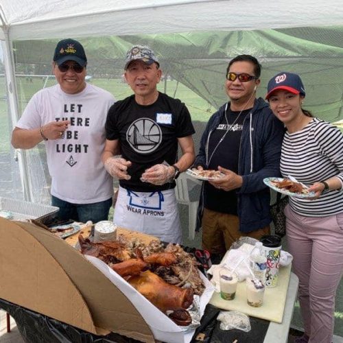 From left to right: members Roland Tenorio, Nestor Francisco, and Carlo Zialcita at the Filipino American Association of Tulare County Fiesta.