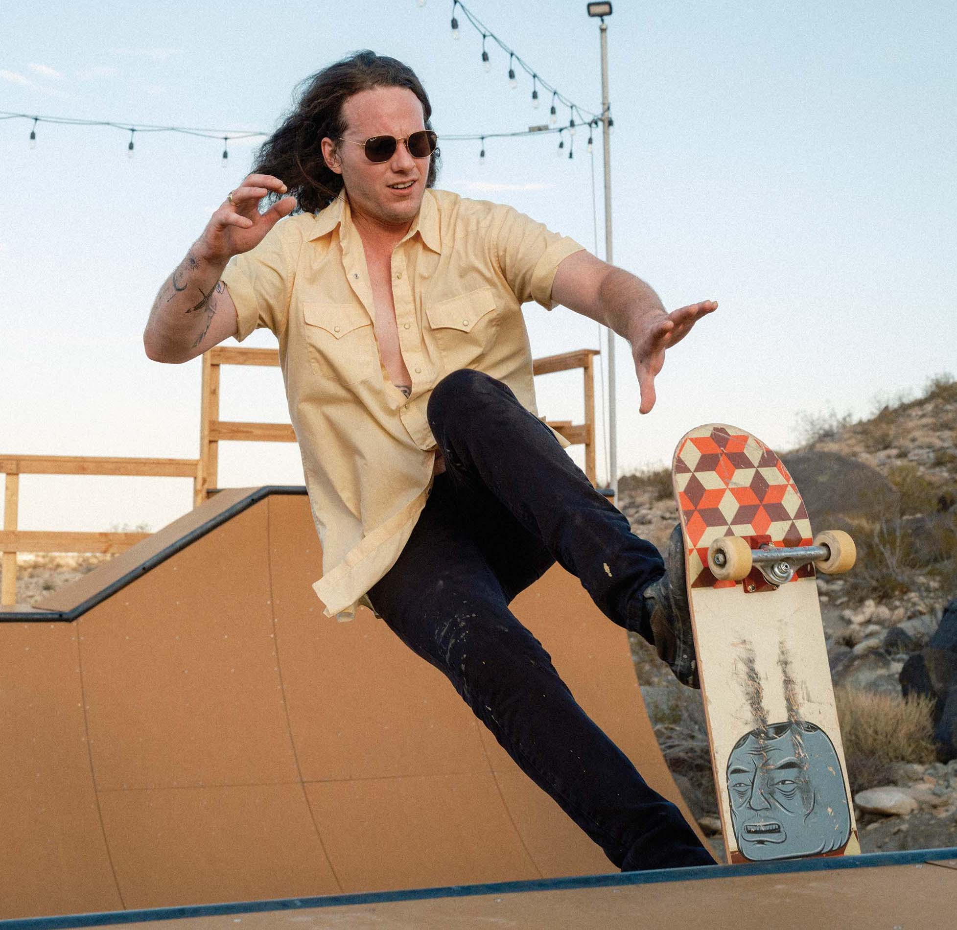 Masonic skateboarder Joey Buicce does a trick on a halfpipe in Yucca Valley.