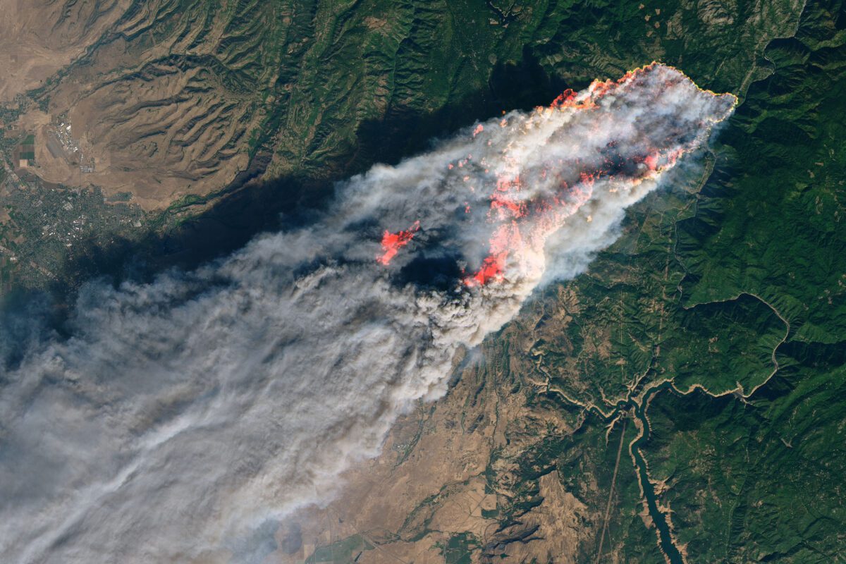 An aerial view of the 2018 Camp Fire, the most destructive fire in California history.