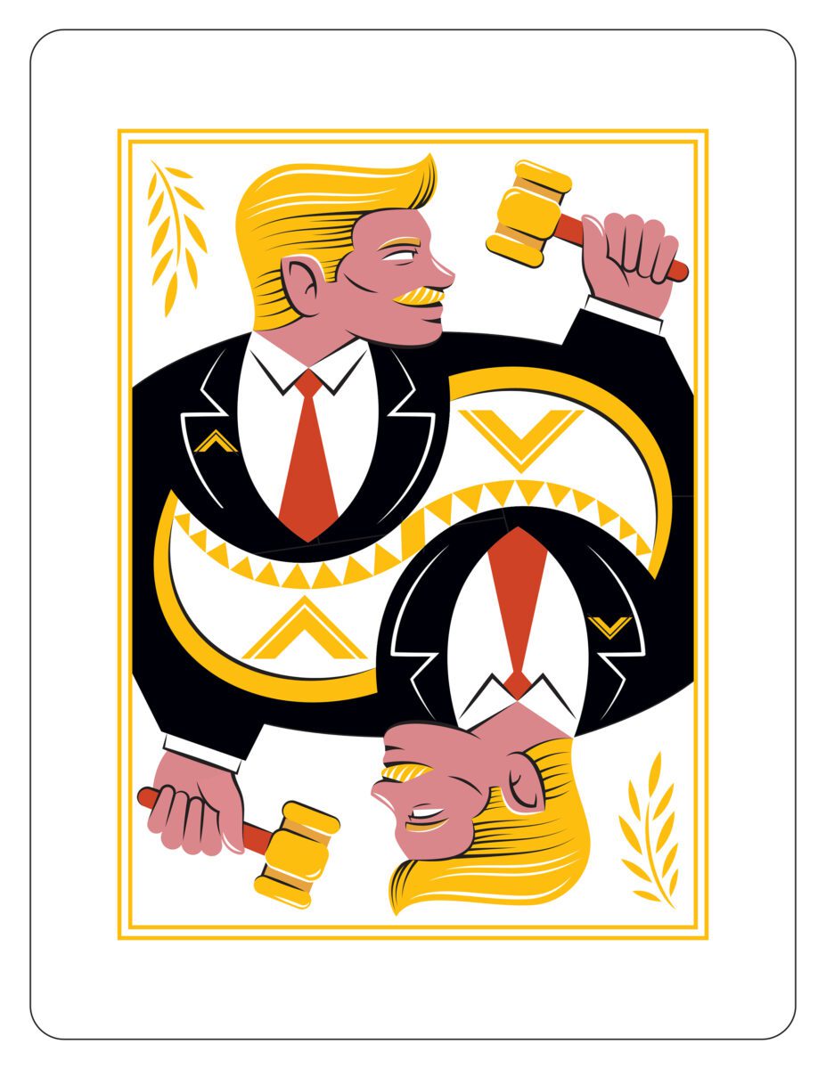 Detail of Masonry-themed playing card with lodge master as Jack. California Freemason: Masonry and Magic