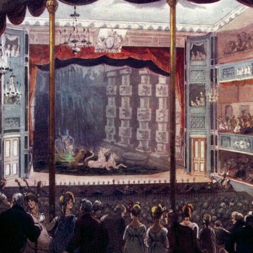 Detail of Sadler Wells Theater, London, circa 1909. Richard Potter, once the most famous magician and performer in the country, played there.