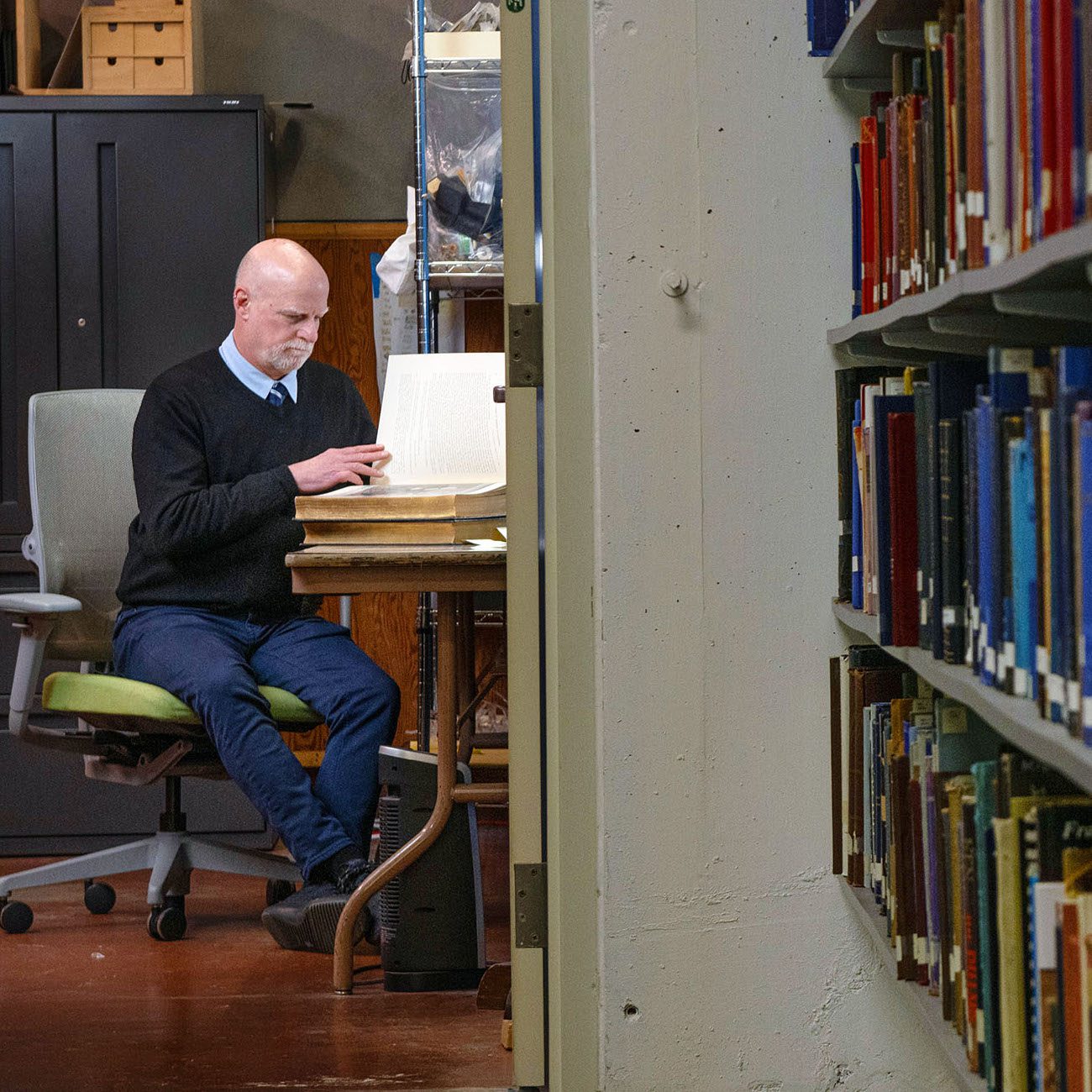 California Freemason: Joe Evans, Collections Manager at the Henry Wilson Coil Museum and Library of Freemasonry, inspects the records of an extinct lodge as part of the Lodge Records Survey program.