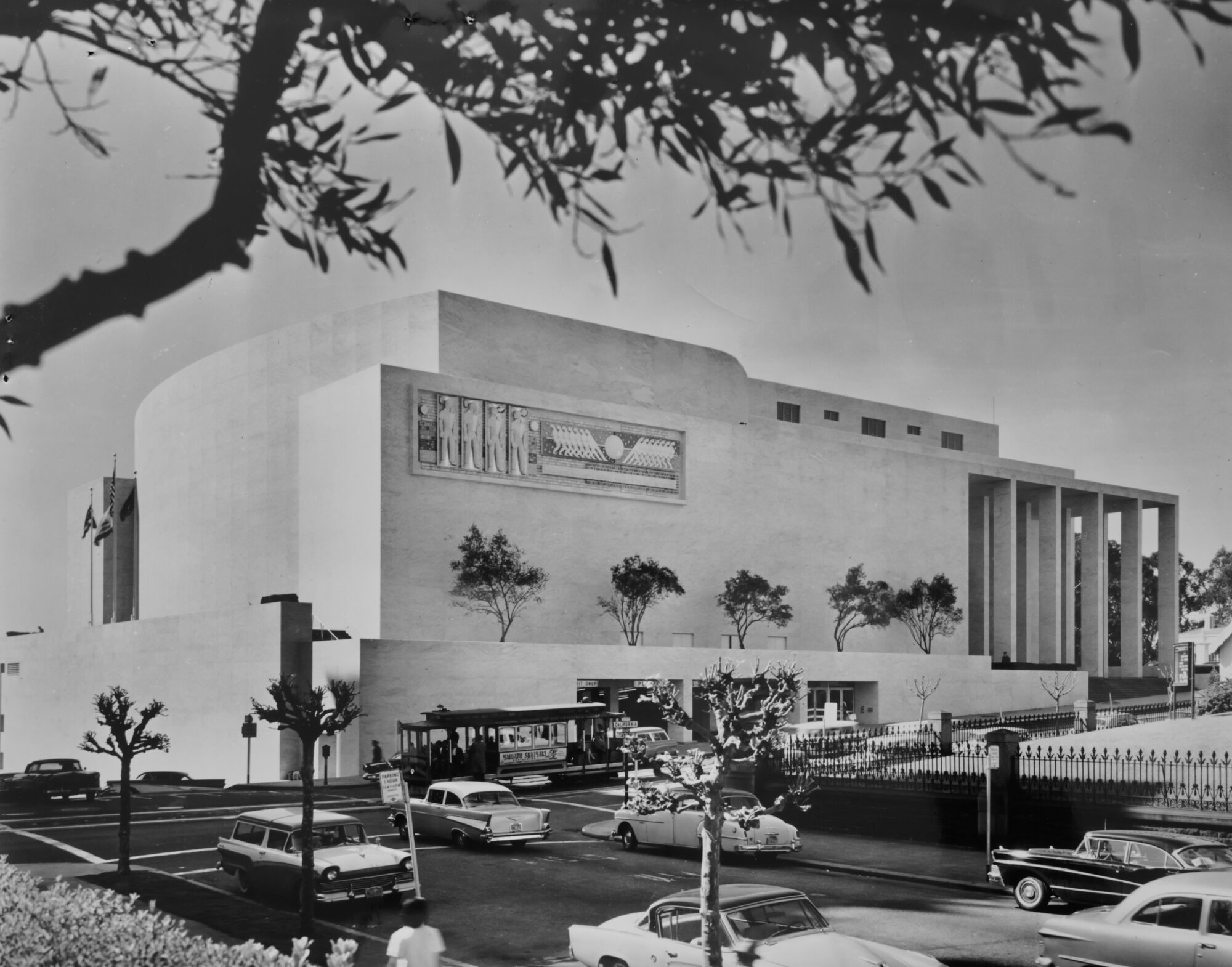 The view across California Street to the California Masonic Memorial Temple, circa 1958. Courtesy of HWC Library and Museum of Freemasonry.