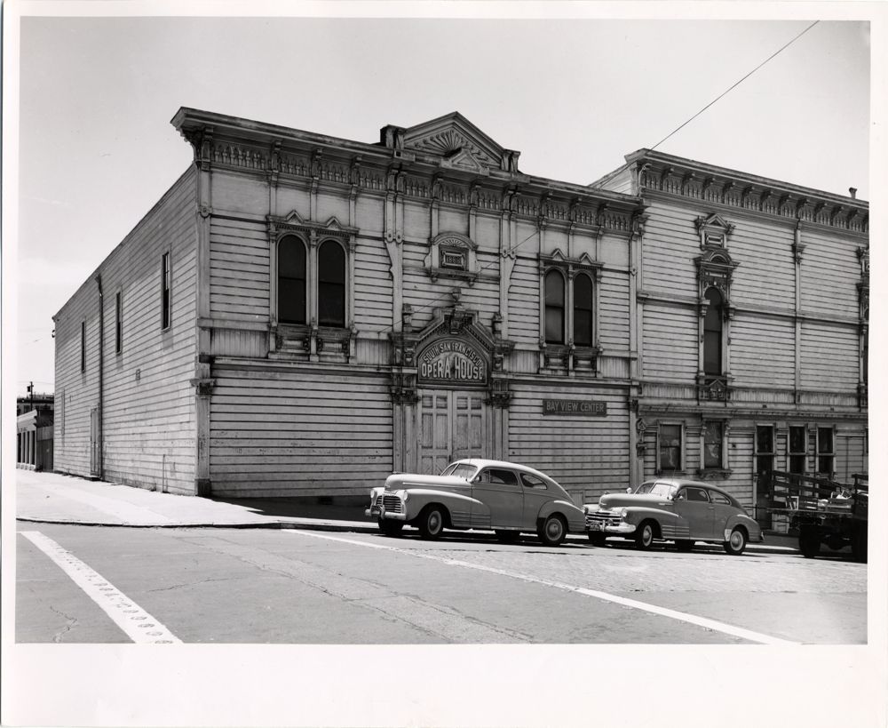 Exterior of the Bayview Opera House, including the adjacent Masonic lodge room. Photo courtesy of the SFPL
