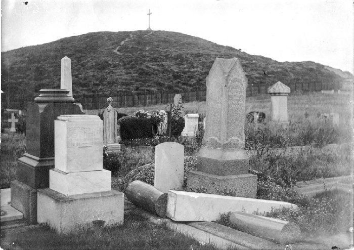 Ruins from the San Francisco Masonic Cemetery on Lone Mountain. Courtesy of Western Neighborhood Project.